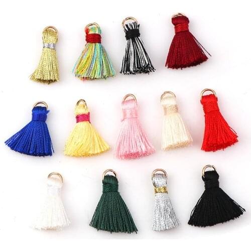 Doreenbeads Rayon Tassel Charms Multi color 7/8"l - 7/8"long 10 PCs For Diy Jewelry DIY Bracelet Necklace Earring Accessories