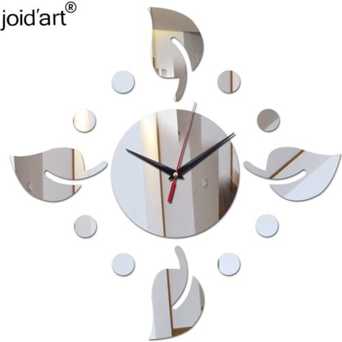 Hot top fashion 3d diy acrylic mirror wall stickers modern living room real clocks decor quartz Home Decorat