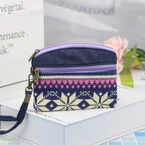 M183 National Style Personality Women Cloth Bag Cloth Flower Double Zipper Bag Girl Women Gift Wholesale