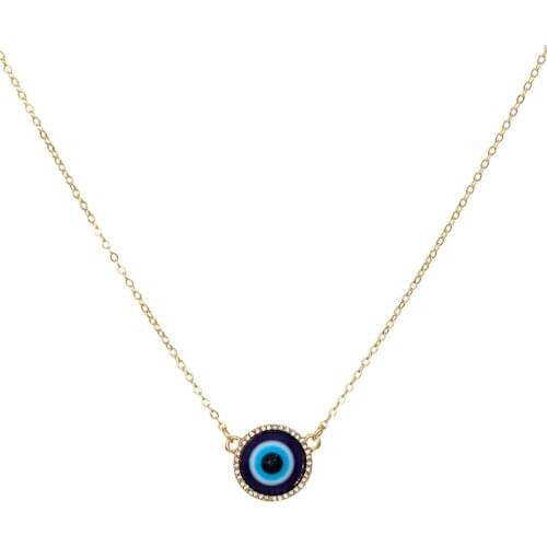 Jaeeyin 2020 Trendy Blue Evil Eye Necklace 18kt Gold Filled Pendant Stainless Steel Casting New Arrival Jewelry Christmas Gift