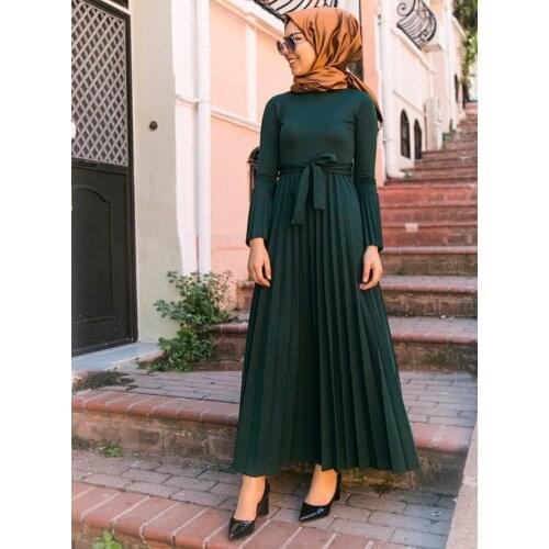 Muslim Pleated Abaya Bow Dress Mubarak Niqab Cardigan Kimono Long Robe Gowns Tunic Jubah Middle East Ramadan Eid Arab Islamic