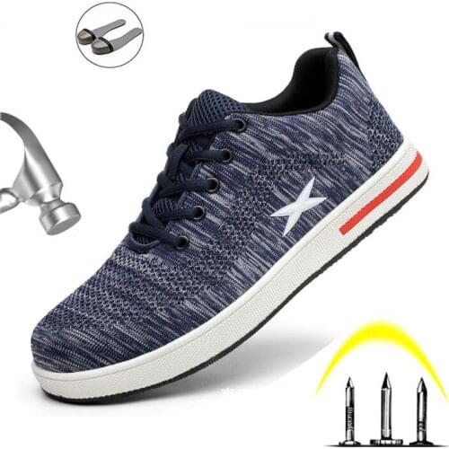 Mens Steel Toe Cap Safety Shoes Smash-Proof And Puncture-Proof Work Shoes Lightweight Breathable Wear-Resistant Work Shoes