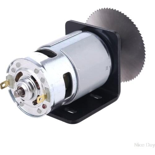 DC 12V 775 Motor Table Saw Kit with Ball Bearing Mounting Bracket Saw Blade for Woodworking Cutting Polishing Engraving Ju19 20
