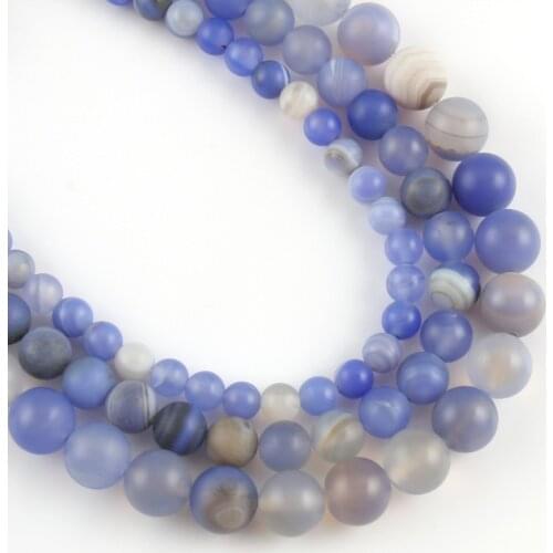 Natural Stone Dull Polish Matte Dark Blue Sardonyx Agates Round Loose Spacer Beads for Jewelry Making DIY Bracelet 6 8 10mm 15