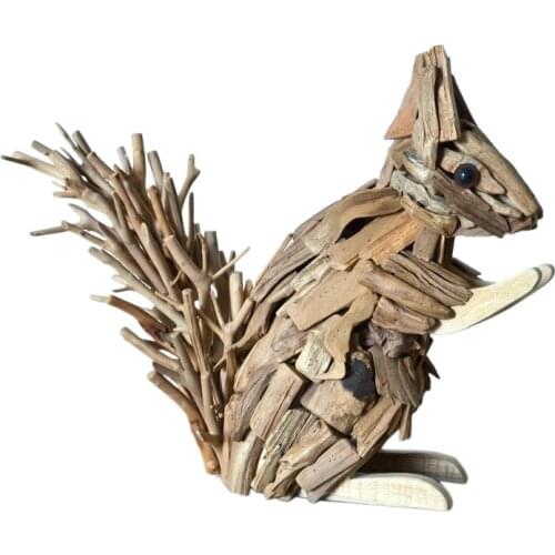 1pcs Pure Manual Solid Wood Squirrel TV Cabinet Furnishings Small Animal Crafts Home Living Room Decoration DIY Creative Gifts