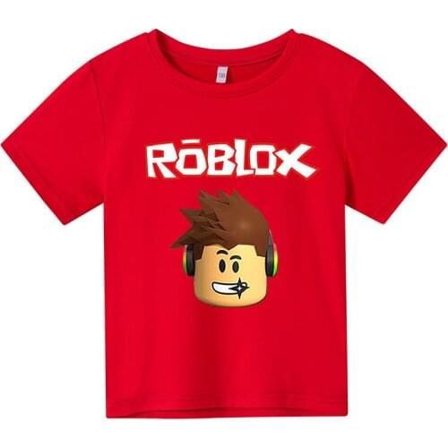 New Summer Boys 4-14T Cute Cotton Cartoon Robloxing Game Printing Graphics Short Sleeve T-Shirt