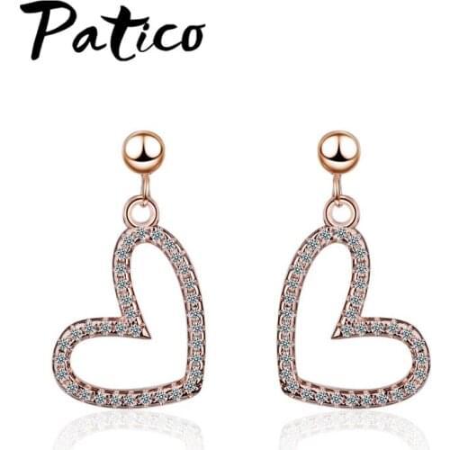 New Brand Heart Pendant Drop Earrings 925 Sterling Silver Romantic Earrings For Women/Bridal Weddings/Engagements