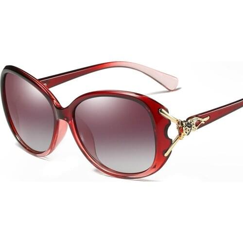 New Trendy Polarized Sunglasses Women 6 Colors Fashion Fox Purple Oval Sun Glasses Female Gradient Ladies Sunglasses