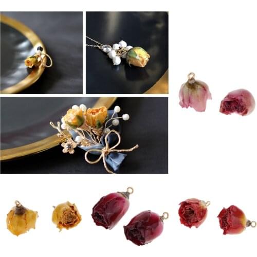 2 Pieces Resin Dried Rose Flowers Charms for DIY Earrings Pendant Jewelry Making Findings & Components Dangle Beads серьги
