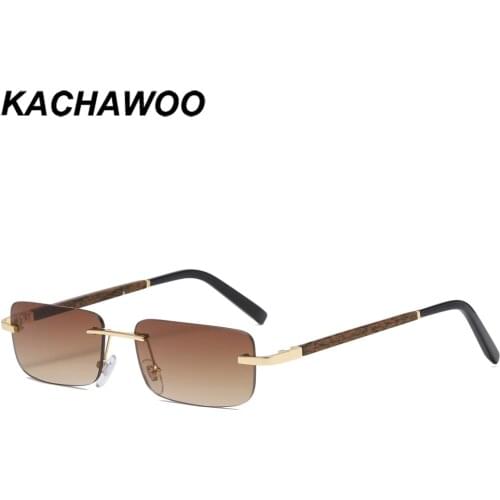Kachawoo rectangular sunglasses rimless for men fashion eyeglasses womens shades Spring style brown blue 2021 drop ship