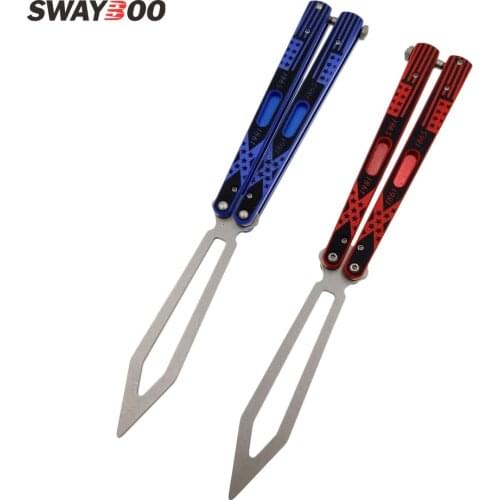 Swayboo Ball Bearing G10 handle folding knife butterfly spring tail Practice pocket Knives Karambit Trainer blue red color
