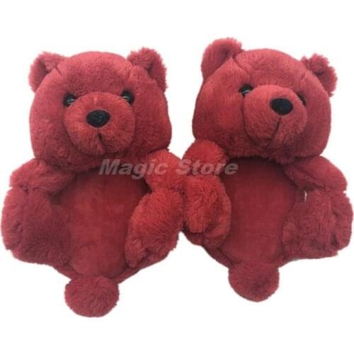 Women Teddy Bear Slippers Winter Warm Plush House Shoes Indoor Flip Flops Funny Cartoon Bear Slipper Female Soft Anti-slip Shoes