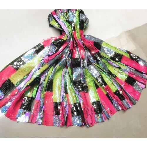 GLace 1Yard 3colors Rainbow sequins cloth mesh sequins embroidered fabric color dress performance clothing sequin cloth TX174