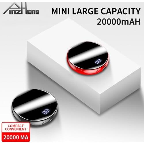 PINZHENG Mini 20000mAh Power Bank For iPhone Xiaomi Power Bank Portable Charger Battery Digital Display USB Powerbank Poverbank