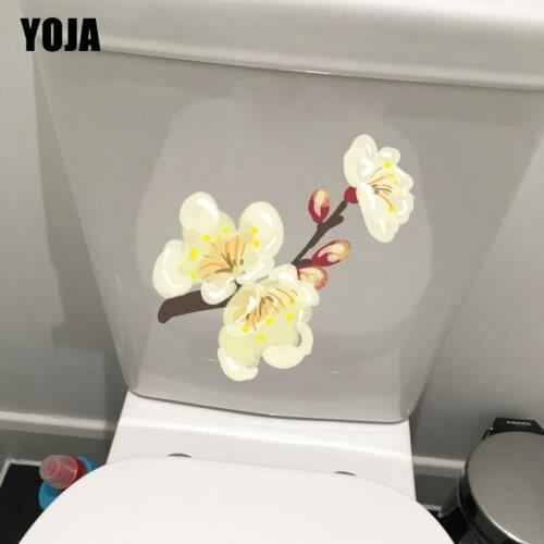 YOJA 15.5*22.6CM Hand Painted Yellow Flower WC Toilet Sticker Living Room Wall Sticker T1-0456