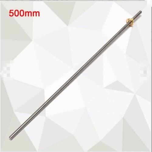 DuoWeiSi 3D Printer Parts T8 lead screw with nut 500mm length lead 1/2/4/8/12/14mm T-type screw for Stepper motor