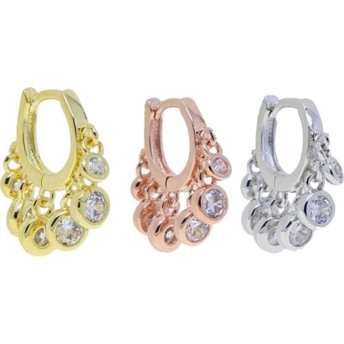 Gold Rose Color Bezel Cz Drop Charm Earrings Elegant Stunning Jewelry Trendy Drop Earring for Women Girls Wholesale 2021