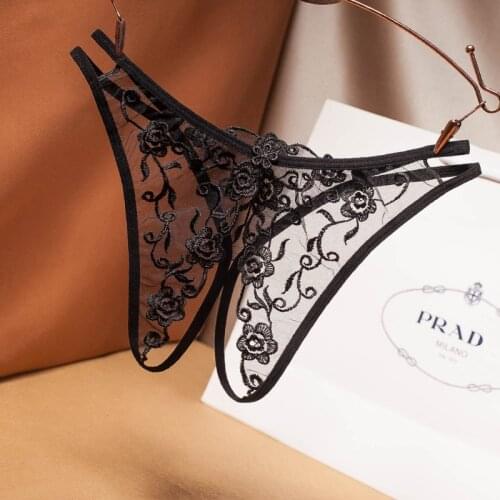 Women Sexy Hollow-out Lingerie Underwear Sexy Briefs Elastic Sexy No-Trace Flower Printed Erotic Sex Costume