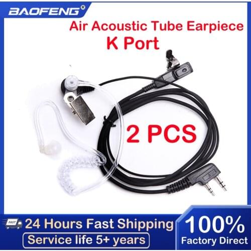 2 pcs Baofeng Walkie Talkie Earphone Air Acoustic Tube Earpiece Baofeng Radio PTT Transparent Headset Microphone K Port UV-5R 82