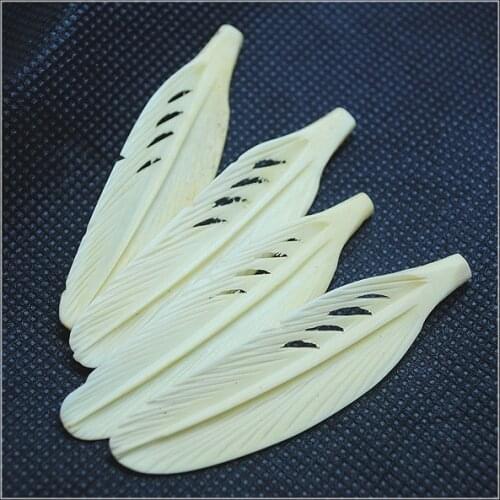 Natural brown bone beads feather shape 58x14mm natural bone selling by one piece top quality diy beads accessories