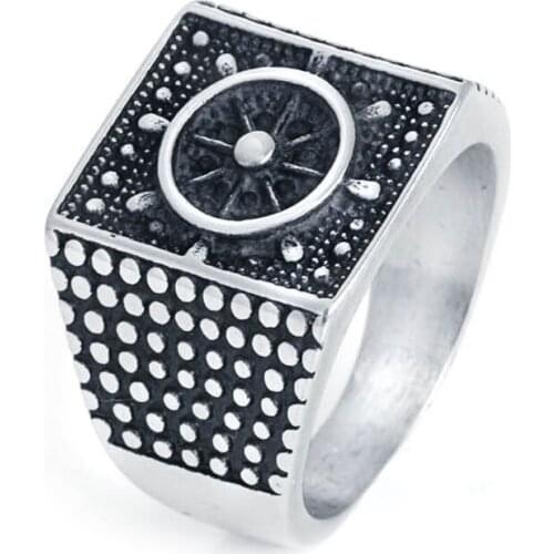 2017 Fashion Cool Style Anchor Ring With Crystal Stones 316L Stainless Steel Mens Women Sea Ship Ring