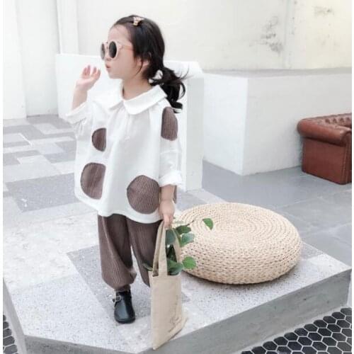 2020 Korea Style Girls 2 Pcs Set Blouse+Harem Pants Spring Fashion Girls Suits 1-6t PO297