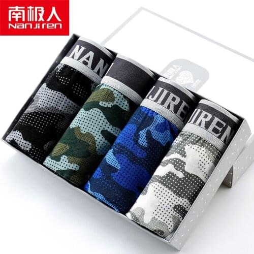NANJIREN Underwear Panties Mens 4Pcs\lot Underwear Camouflage Organic Natural Cotton Model Boxers Men Ventilate Plus Size Boxers