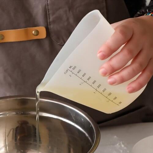 500ml Silicone Measuring Cup Heart Butter Water Liquid Measure Cup Jug Flexible Silicone Cup Cooking Kitchen Measuring Tools