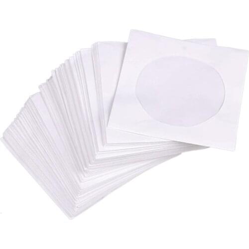 95pcs Mini 8.5cm x 8.5cm Protective White Paper CD DVD Disc Storage Bag Envelopes Flap Dustproof Anti Scratch CD DVD Protect Bag