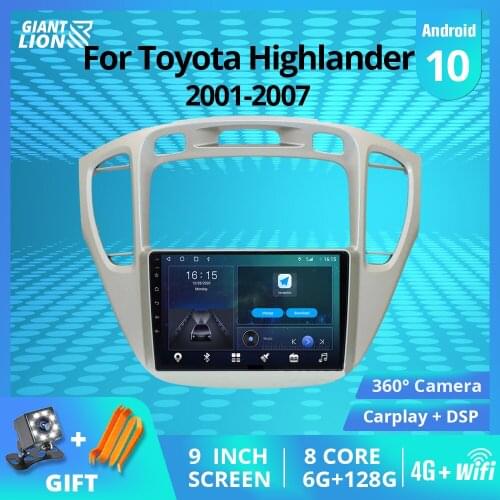 2DIN Android10 Car Radio For Toyota Highlander 2001-2007 GPS Navigation Auto Radio Stereo Receiver DSP Car Multimedia Player IGO