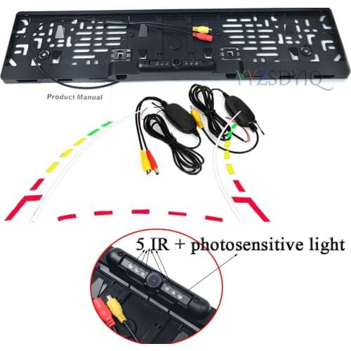 Wireless Night Vision IR Rear View camera Dynamic trajectory EU License Plate Frame Car Reverse Camera waterproof Back Up Camera