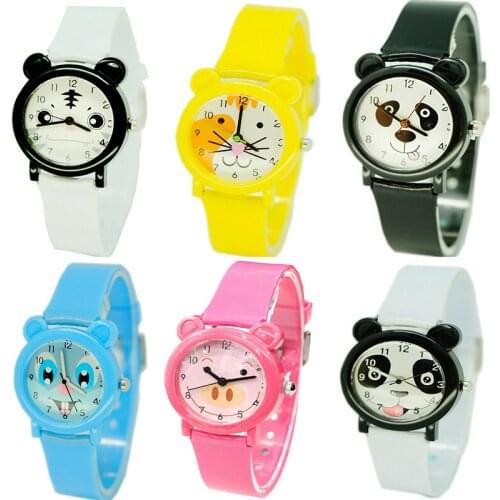 Hot Sale Cute Colorful Animal Tiger Panda Piglet Cartoon Children Watch Student Quartz Pointer Gift Watch Wholesale Watches Kids