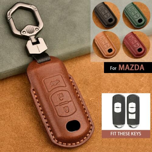 Genuine Leather Car Key Case For Mazda 3 6 Axela CX-5 CX-7 CX3 CX5 CX7 CX9 RX8 MX Smart Remote Fob Cover Keychain Protector Bag