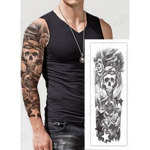 Black Temporary tattoo sticker skull eye Knife dagger Robot arm Full arms Flash Tattoos Sleeve fake tattoo for Men and Women