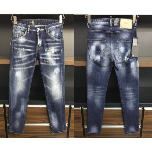 DSENQI New Men Jeans Ripped for Men Skinny DSQ Jeans Pants Mens Jeans 9818