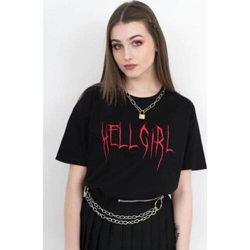 Hell girl T-Shirt vintage aesthetic tumblr street style women Fashion 90s grunge camisetas graphic funny quote top tee tshirts
