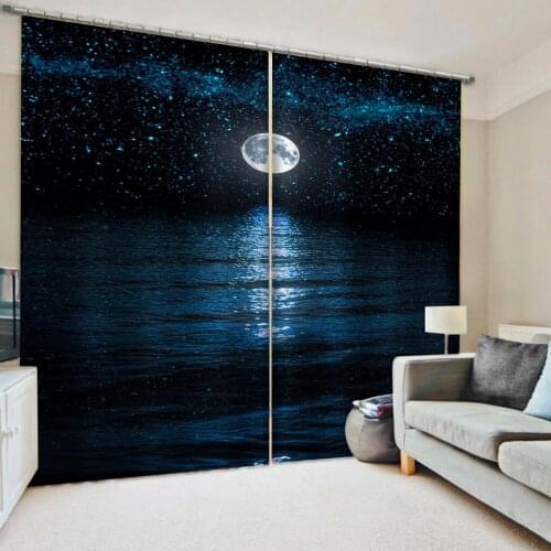Custom blue sky moon curtains 3D Blackout Curtains Living Room Bedroom Hotel Window curtains