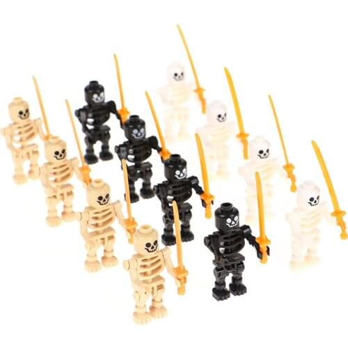 4pcs/set Skeleton Soldier (Straight Arms / Swivel Arms) Solid Figure Building Block For Children Kids