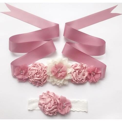 Hot Sale Flower Girl Dress Belt Child Photography Pregnant Woman Photo Belt Retro Flower Bride Bridesmaid Girdle Cross-border