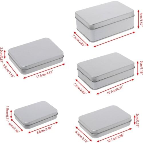 Metal Rectangular Storage Box Container with Lid, Small Tin Boxes Empty Containers Silver Storage Box Case Organizer Drop ship