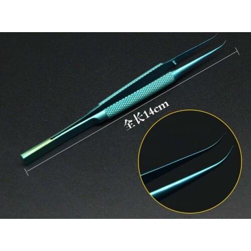 Mobile phone repair fingerprint flying line tweezers fine-pointed curved tweezers lengthened and hardened titanium alloy 0.15mm