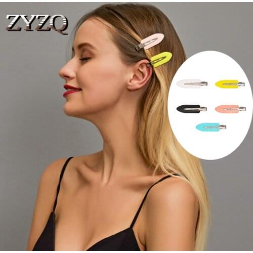 ZYZQ Fashion Solid Color Acrylic Hairpins Korea Geometric Water Drop Hair Clips for Women Girls Hair Colorful Hair Accessories