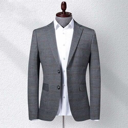 New Trendy Plaid Suit Blazer Men Leisure Blazer Jacket Banquet Office Wedding Suit Blazer Korean Style Man Clothing