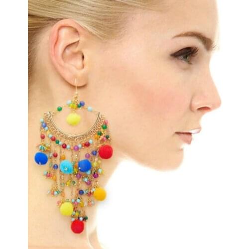 The new arrival of hair bulb pendant earrings, Bohemian national style popular earrings, large dangling earrings party jewelry