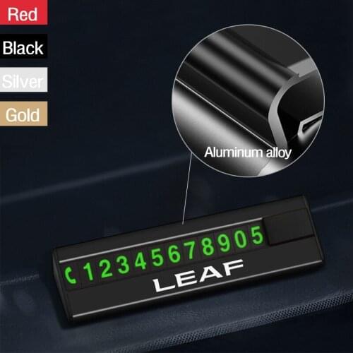 Phone Number Notification Car Temporary Parking Card alloy Luminous for Nissan LEAF 2009-2019 Car Sticker Interior Accessories