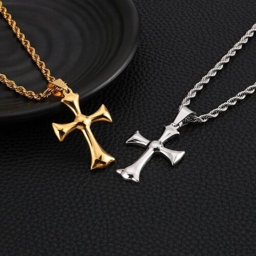 Net red trendy personality stainless steel cross necklace mens punk style pendant pendant