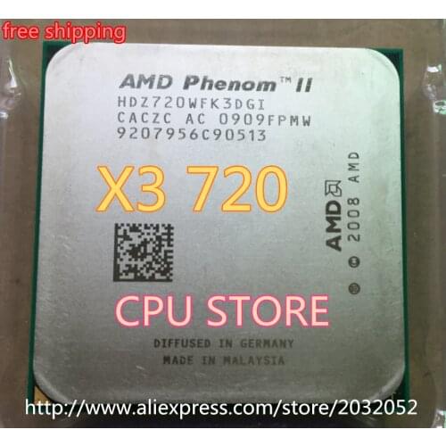 AMD Phenom II X3 720 CPU Processor Triple-Core 2.8Ghz/ 6M /95W / 2000GHz Socket AM3 AM2+ 938 pin (working 100% Free Shipping)