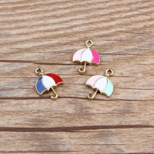 Daisies 10pcs New Arrival Oil Drop Alloy Enamel Colorful Umbrella Shape Charms Gold Color DIY Jewelry Making Findings