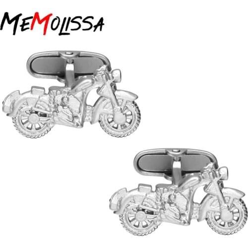 MeMolissa Silver Motorcycle Cufflinks for Mens Shirt Brand Cuff bottons Wedding Cufflinks High Quality Jewelry