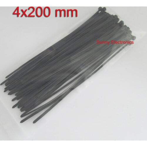 100 PCS 8" Long BLACK White Cable Zip Ties Ty Wraps 4x200mm